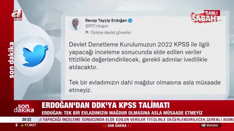 Son dakika: Başkan Erdoğan'dan KPSS talimatı! 