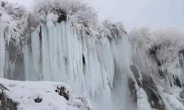 Girlevik Şelalesi karla bir başka güzel