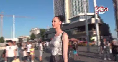 Taksim Meydanı’nda Ukraynalı kadın basketbolcu çareyi koşarak kaçmakta buldu!