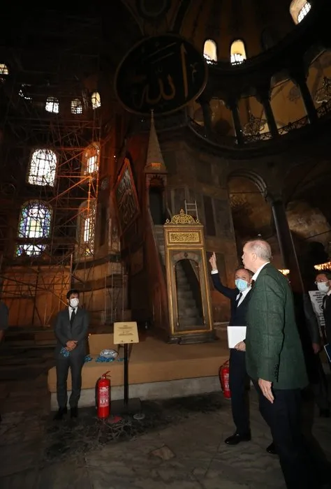 Son dakika: Başkan Erdoğan Ayasofya'da incelemelerde bulundu