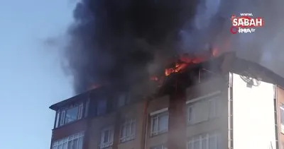 Ankara’da 7 katlı apartmanın çatısı alevlere teslim oldu | Video