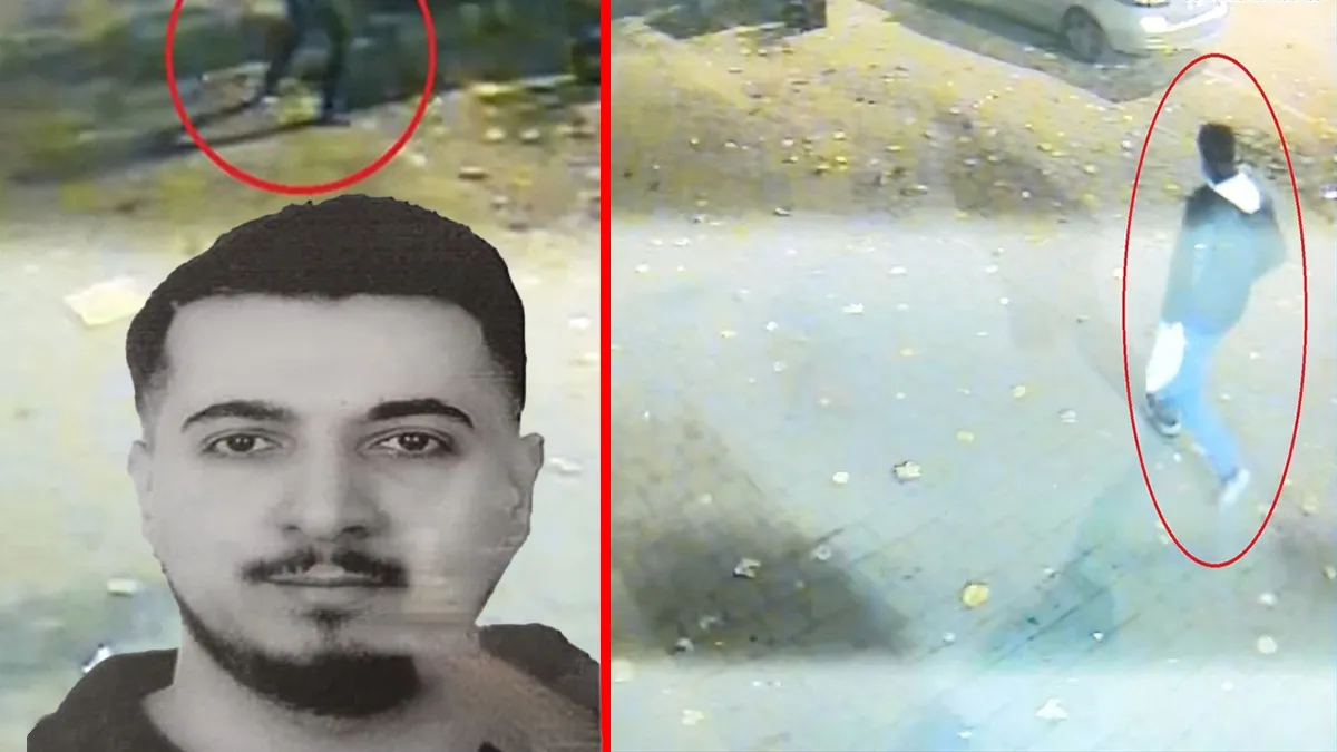 Güvenlik kamerası görüntülerinde bir sokak görülüyor.