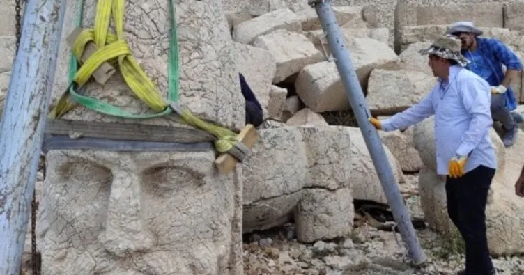 Nemrut Dağı’ndaki 2 bin 60 yıllık heykel devrilmekten kurtarıldı
