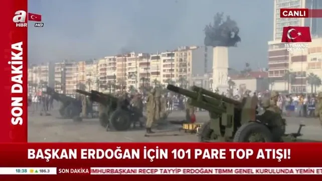 Başkan Erdoğan için 101 pare top atışı gerçekleştirildi