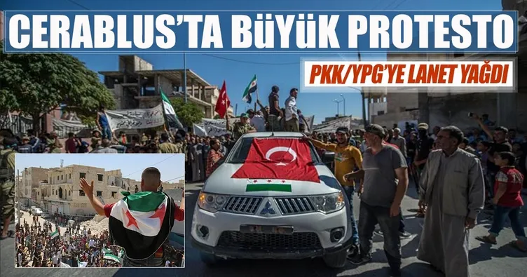 Cerablus’ta YPG/PKK protesto edildi