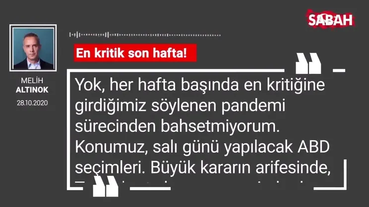 Melih Altınok 'En kritik son hafta!'