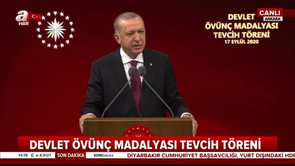SON DAKİKA | Cumhurbaşkanı Erdoğan'dan Devlet Övünç Madalyası Tevcih Töreni'nde önemli açıklamalar | Video