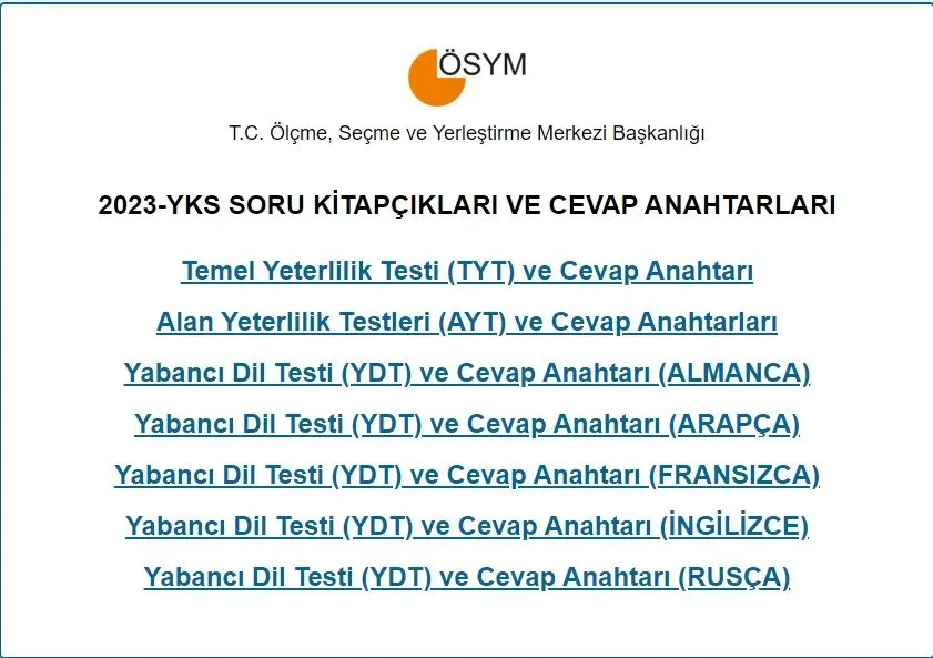 YKS 2023 soruları ve cevap anahtarı YAYINDA! TYT ve AYT soruları ve cevapları PDF indir! osym.gov.tr ile sayısal, sözel, dil sorularının tamamı burada!