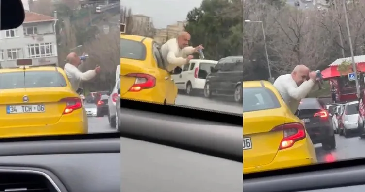 İstanbul’da takside inanılmaz görüntü: Camdan sarktı, alkol aldı ve dans etti!