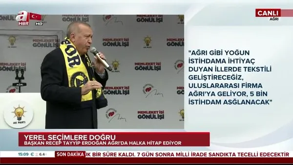 Cumhurbaşkanı Erdoğan, Ağrı'da vatandaşlara hitap etti
