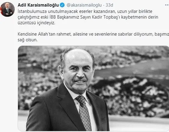 kadir topbas icin pes pese taziye