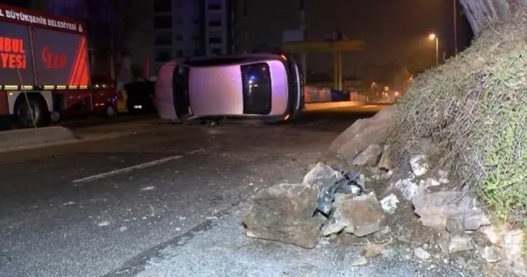 Kadıköy’de kaldırıma çarpan otomobil takla attı, 2 kişi yaralandı