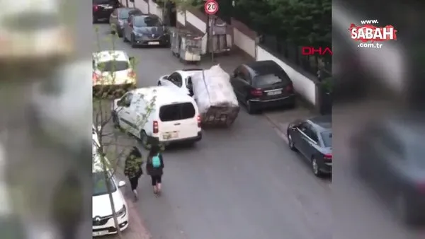 İstanbul Ümraniye'de yokuşu çıkamayan kağıt toplayıcı çocuğa kadın sürücü bakın nasıl yardım etti!