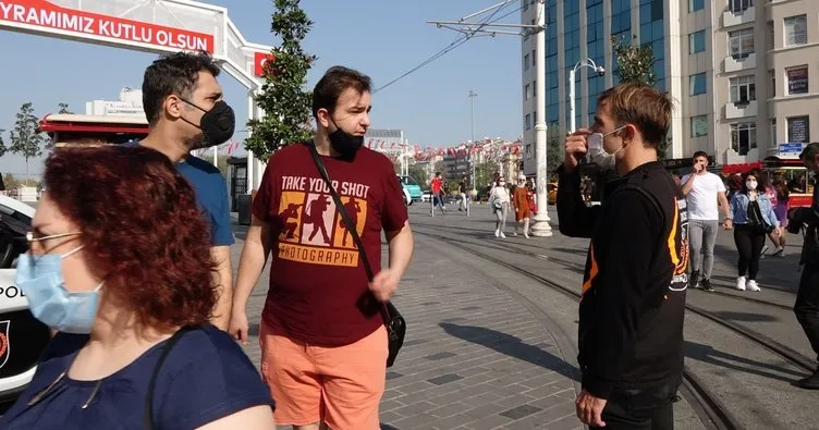 Taksim Meydanı’nda drone ile maske denetimi