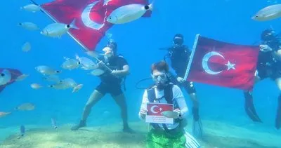 Büyük zafer’in 103.yılını deniz dibinde kutladılar #mugla