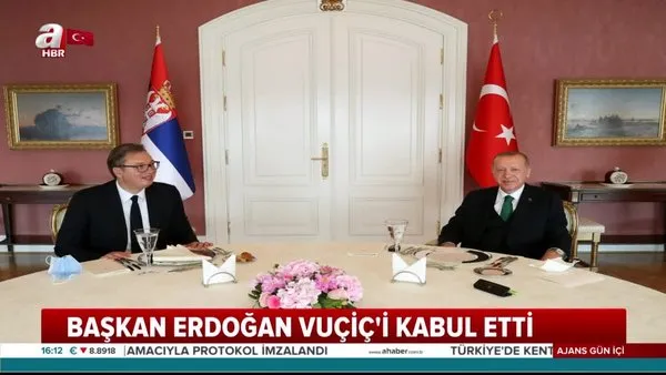 Son dakika... Cumhurbaşkanı Erdoğan Sırbistan Cumhurbaşkanı Vucic'i kabul etti | Video