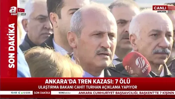 Ulaştırma Bakanı Turhan'dan Ankara'daki tren kazası hakkında açıklama
