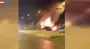 Seyir halindeki otomobil, park halindeki araçlara çarptıktan sonra alev aldı! | Video