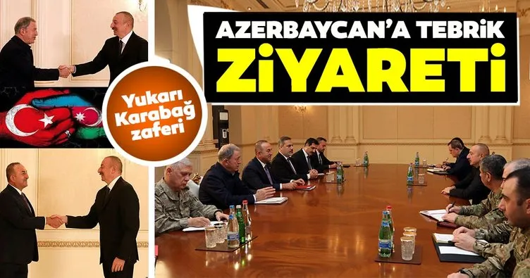 Bakanlar Çavuşoğlu ve Akar'dan, İlham Aliyev'e tebrik ziyareti