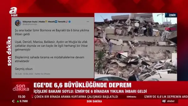 Son dakika... İçişleri Bakanı Süleyman Soylu'dan İzmir'deki 6,6 büyüklüğündeki deprem hakkında açıklama | Video