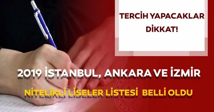 Nitelikli liseler ve yüzdelik dilimleri 2019! İstanbul, Ankara ve İzmir LGS nitelikli okullar listesi açıklandı