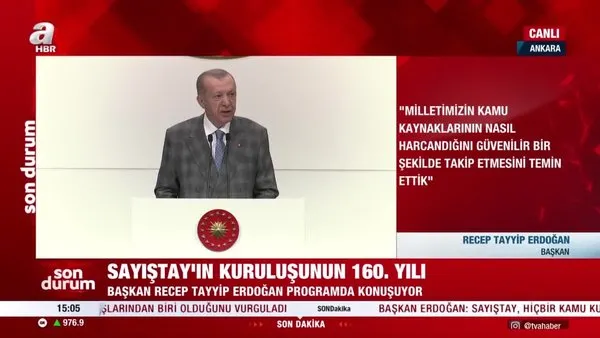 Son Dakika: Başkan Erdoğan'dan Sayıştay'ın 160. Kuruluş Yıl Dönümü Programı'nda önemli açıklamalar | Video