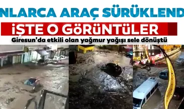 Giresun’da sel araçları sürükledi