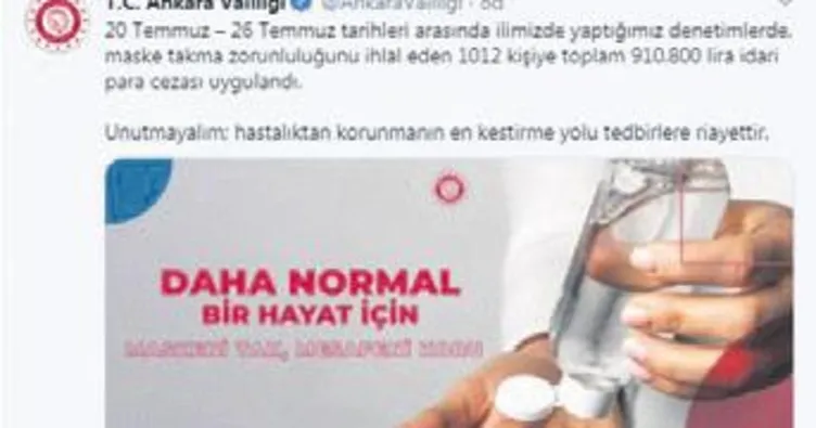 Maske takmayan 1012 kişiye para cezası