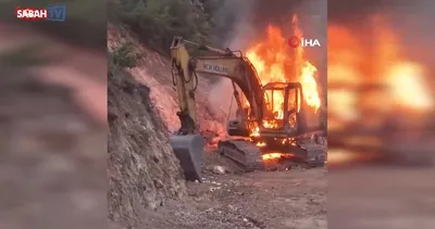 İş makinesi alev alev yandı | Video