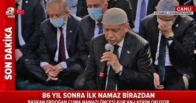 Cumhurbaşkanı Erdoğan’dan Ayasofya Camii’nde Kur’an-ı Kerim tilaveti | Video
