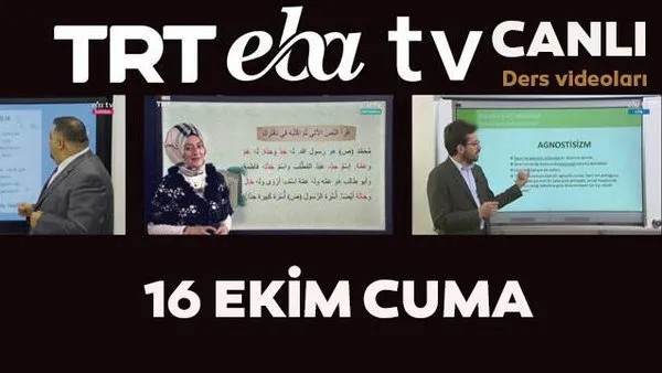 TRT EBA TV canlı izle! (16 Ekim 2020 Cuma) 'Uzaktan Eğitim' Ortaokul, İlkokul, Lise kanalları canlı yayın | Video