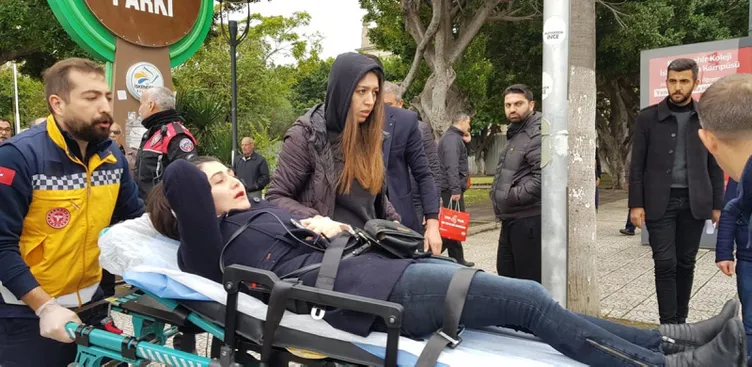 Genç kadını çelme takarak, yere düşürdü
