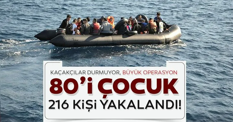 İzmir’de 80’i çocuk 216 düzensiz göçmen yakalandı