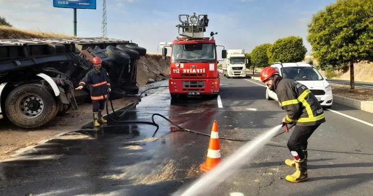 Hilvan’da tır devrildi: 1 yaralı