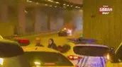Çağlayan Tüneli’nde otomobilin alev alev yandığı anlar kamerada