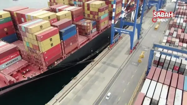 Ambarlı Limanı'nda iskeleye çarpan gemi havadan görüntülendi | Video