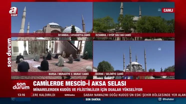 SON DAKİKA: Türkiye'deki 90 Bin camiden Mescid-i Aksa selası