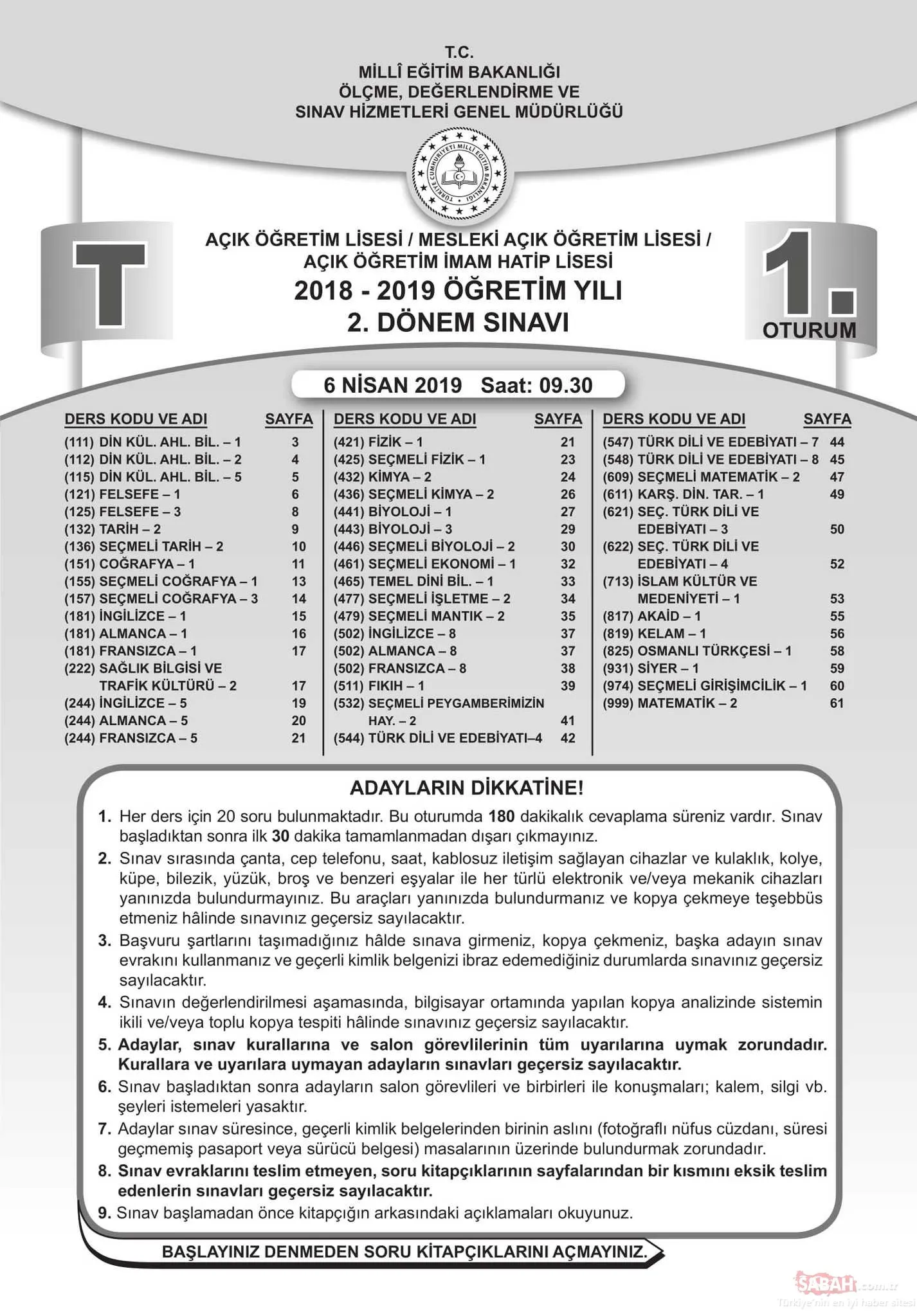 aol sorulari ve cevaplari 2019 yayinlandi 6 7 nisan meb acik lise aol sinav sorulari ve cevaplari galeri egitim