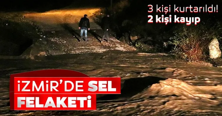 İzmir'de sağanak! Sel sularına kapılan araçta 3 kişi kurtarıldı, 2 kayıp