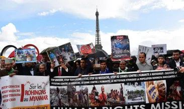 Paris’te Myanmar protestosu