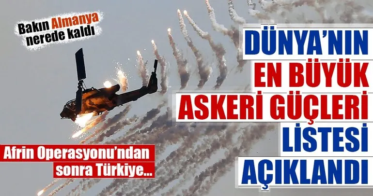 Dünyanın en güçlü orduları açıklandı! Afrin operasyonu sonrası Türkiye...