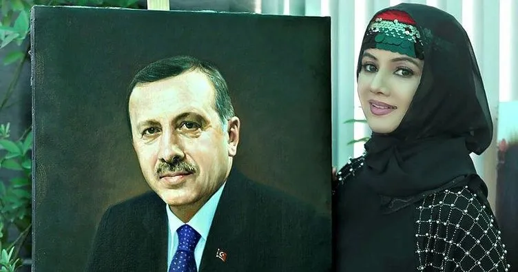 Keşmirli ressam Başkan Erdoğan’ın portresini yaptı