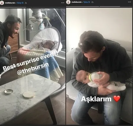 Ünlü oyuncu Kerem Bürsin, yeğenini ziyarete gitti