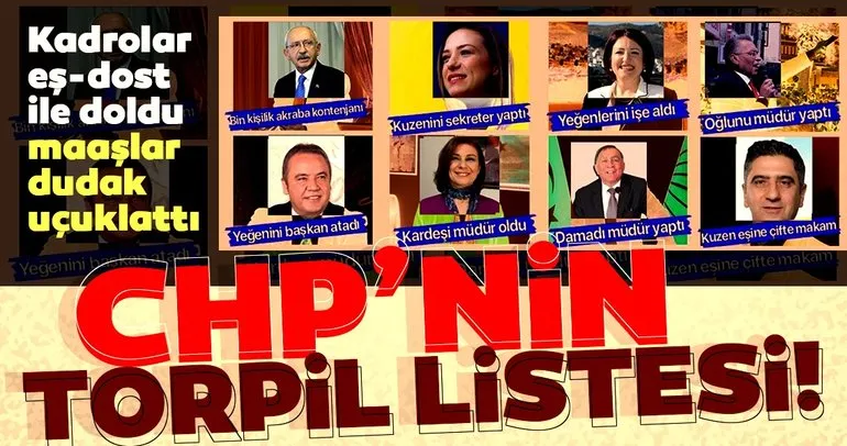 İşte CHP'li belediyelerin torpil listesi! Kadrolar eş-dost ile doldu, maaşlar dudak uçuklattı...