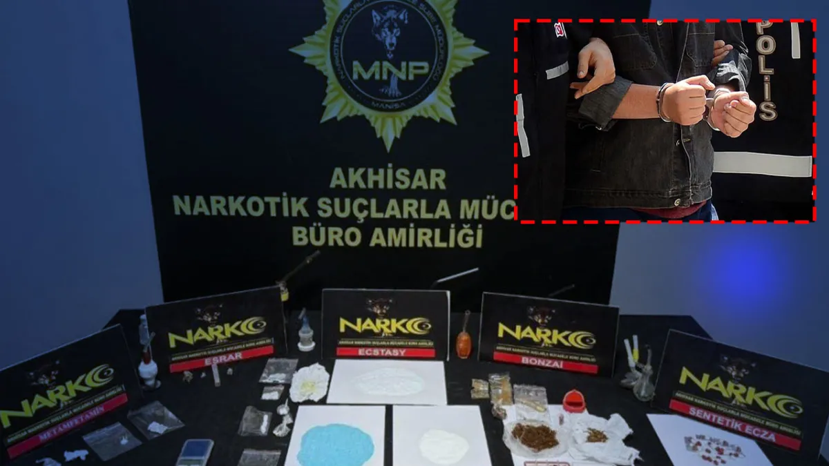 Manisa emniyet ekiplerinin operasyon sonrası ele geçirdiği suç unsurları