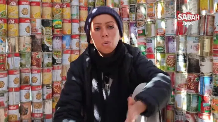 Gazze'de yerinden edilenler için 3 bin boş konserve kutusundan çadır yaptı | Video