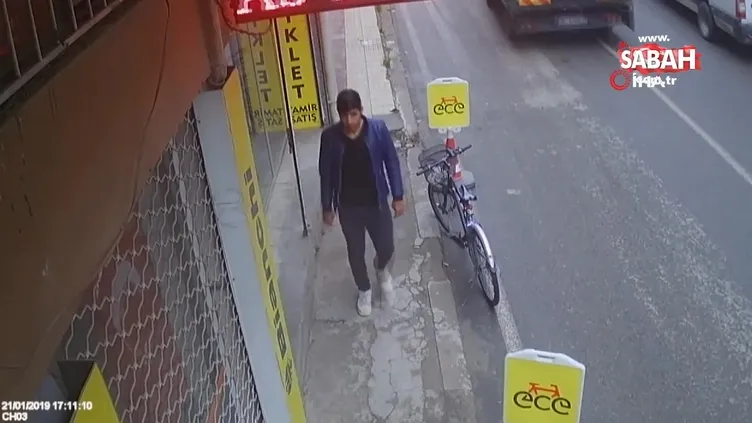 Bisiklet hırsızı kameralara yakalandı
