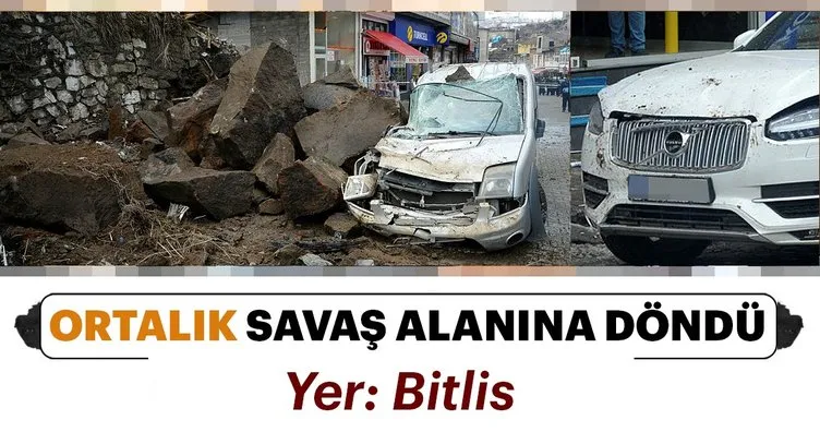 Bitlis’te araçların üzerine kaya parçaları düştü