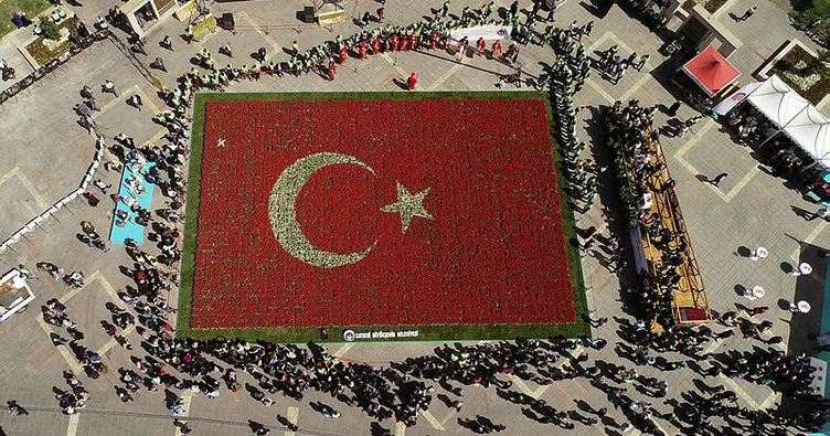 Lalelerle Türk bayrağı rekoru