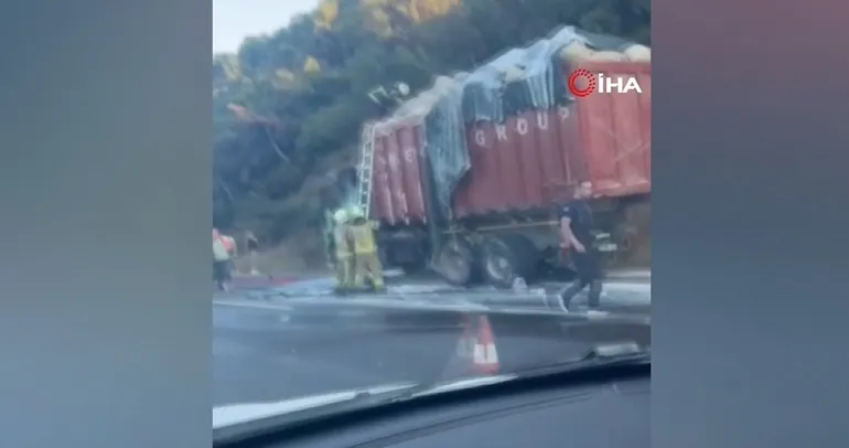 Talaş yüklü tır alevlere teslim oldu